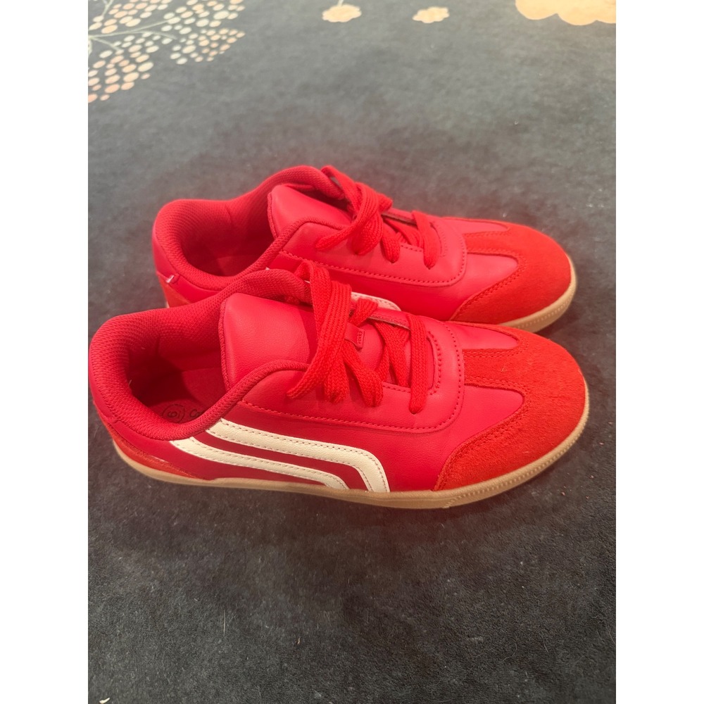 Cat & Jack Toddler Boys Red White Striped Sneakers Gum Sole Size 6 Toddler